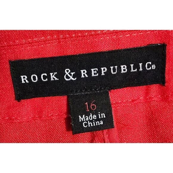 Rock & Republic Womens Red Studded Blazer Jacket 16 Linen Blend - Picture 4 of 5